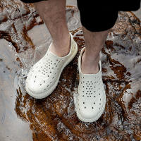 Al aire libre pareja agujero zapatos vadear tendencia de ocio sandalias de playa de los hombres y las mujeres transpirable suela suave hueco zapatos de lluvia - details 19