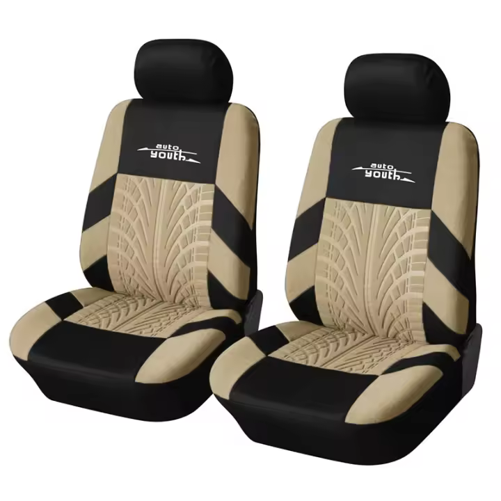 Fundas protectoras de tela de poliéster para asientos de coche, cubierta Universal de 2 piezas, decoración de moda, varios colores - 1
