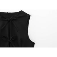 Elegante Vestido de Fiesta de Noche de Primavera BUNO Hembra Ancha Ondulada, Lazo, Color Sólido, Sin Mangas, Cuello Redondo - details 44