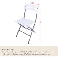Set 2 Sillas De Exterior, Sillas Plegables, Acero Plástico, Gris Claro, Ahorro De Espacio, para Balcón Camping - Dimensiones AxANxFON: 78 x 37 x 45 cm - Art - details 9