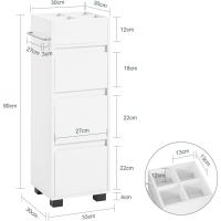 Mueble de baño tipo columna con 1 compartimento armario alto para baño, estanterías de baño con 1 cesto para ropa sucia - details 11