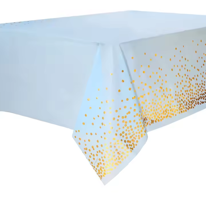 Mantel de Mesa Desechable Dorado con Punto Ideal para Barbacoa, Fiesta, Cena Fina - 1
