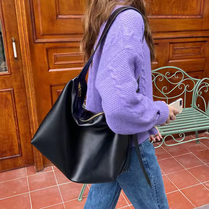 Bolso diario suave colapso bolso de hombro minimalista bolso grande bolso nuevo bolso de mensajero de gran capacidad para mujer - 1