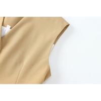 BUNO-Conjunto de 2 piezas con bolsillos para mujer, pantalones con cuello en V, sin mangas, chaleco de una sola botonadura, con cremallera, a la moda, verano, 2025 - details 8