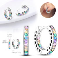 Pendientes de aro de Plata de Ley 925 para mujer, aretes de doble aro, regalos de joyería, regalo del Día de San Valentín - details 0