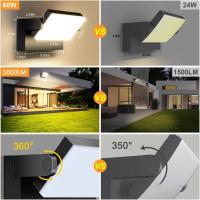 Apliques LED 60W Pared Exterior Interior 360 °   Rotación Negra Lámpara de Pared para Entrada Terraza Pasillo Focos LED Exterior 5000 Lumen Blanco Cálido 3000K Impermeable - details 4