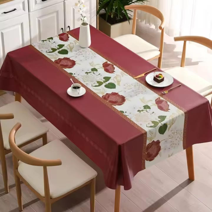 Mantel de PVC duradero de estilo chino, mantel Floral Vintage grueso, cubierta para mesa de té a prueba de aceite, bricolaje, sala de estar - 1
