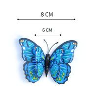 Mariposa de simulación multicolor con varillas para decoración de jardín, mariposas de doble capa vívidas, flores, bricolaje, 10 piezas, 8cm - details 6