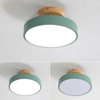 Lámpara De Techo Redonda De Madera Rosa LED Para Sala De Estar Dormitorio Baño Iluminación Decorativa Nordic Moderna Auto-Contenida 220V - details 4