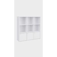Estante de Libros de 8 Compartimentos Horizontal, Uso Lateral o Vertical, 30 x 97,5 x 100 cm, para Sala de Estar, Oficina, Blanco - details 8