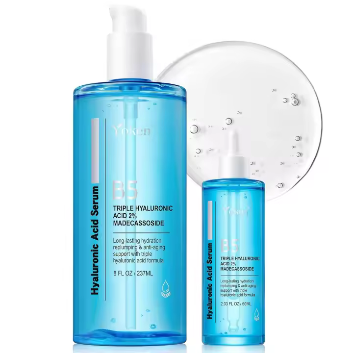 Yoken EWG Verified Face 8 + 2 fl oz, vitamina B5 y ácido hialurónico triple puro al 2%, facial antienvejecimiento para arrugas de líneas finas - 1