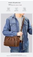 Bolso cilíndrico horizontal, bolso de hombro de cuero de caballo loco para hombres, bolso transversal de cuero genuino europeo y americano retro para hombres - details 5