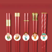 5 Pares De Palillos De Aleación Para Familia, Para Uso Doméstico, Rojo Festivo, Antimoho, Antideslizante, Aislamiento térmico - details 2