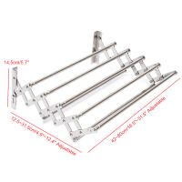 Perchero de Secado de Ropa de Acero Inoxidable Plegable 5 Barras Retráctiles para Lavandería/Baño - details 7