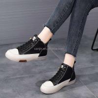 Nuevos zapatos gruesos de cuero de vaca auténtico personalizados con marca que aumenta la altura para mujer, zapatillas de deporte con plataforma interior con cordones para niña - details 5