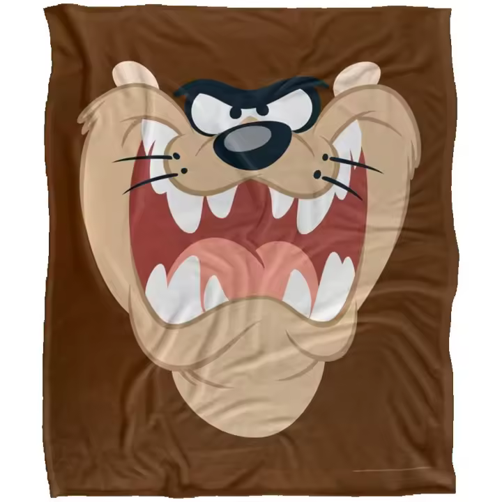 Manta de tacto sedoso de Looney Tunes, Taz Face, tiro súper suave - 1