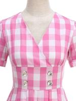 Elegante Vestido Rockabilly de Cintura Alta con Cuadros Blancos y Negros - details 11