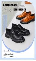 Zapatos de vestir gruesos hechos a mano para hombre, informales, de cuero, de alta calidad, color negro, para fiesta de lujo - details 0