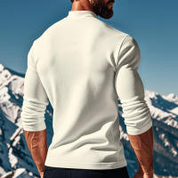 Camisa de manga larga para hombre, top ajustado con cuello alto, color sólido, terciopelo - details 30