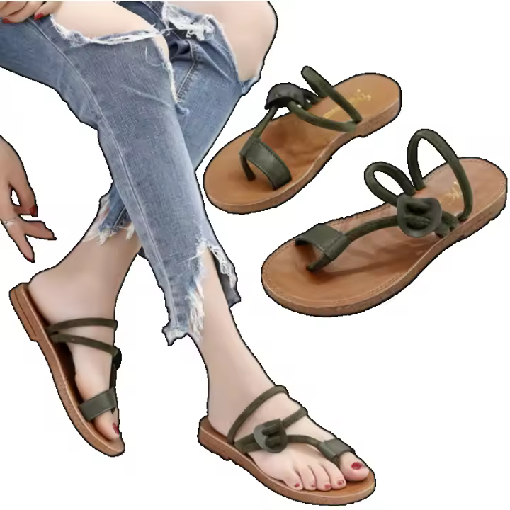 Dos zapatillas mujer 2025 verano nueva versión coreana chanclas casuales planas zapatos de playa para mujer zapatos de mujer marea - 1