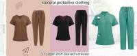 Uniforme de enfermera de color sólido para mujer, traje de pantalones de manga corta con cuello en V de tela de secado rápido, uniforme de enfermería con múltiples bolsillos - details 64