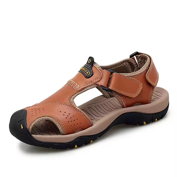 Sandalias de Hombre de Cuero Genuino de Verano Suaves, Transpirables, Antideslizantes, Exteriores para el Hombre - 1