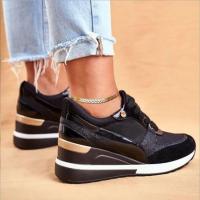 Zapatos planos casuales de mujer con suela gruesa, bloques de color, lentejuelas y plataforma transpirable para otoño e invierno. - details 1