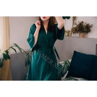 Bata de satén para mujer, lencería íntima, ropa de dormir sedosa, regalo de boda nupcial, bata de baño tipo kimono informal, camisón Sexy - details 5