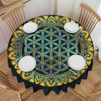 Mantel circular mandala, flor de loto de la vida, impermeable, resistente al aceite, 60 pulgadas, forma geométrica sagrada - details 112
