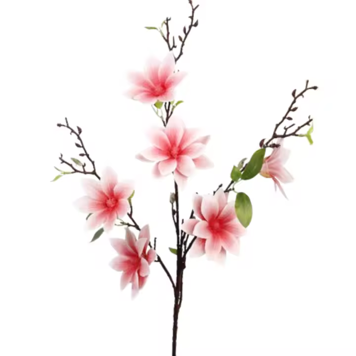 Ramas de Magnolia artificiales de 6 tenedores, arte Floral, simulación de tacto Real, Magnolia grande hecha a mano, decoración de boda de flores falsas - 1