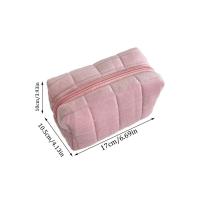 Bolsa de Maquillaje de Peluche Portátil Color Sólido, Bolsa de Higiene con Cremallera, Ideal para Viajes - details 4