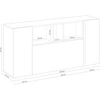 Aparador de 3 Puertas Buffet para Sala Diseño Blanco y Gris Cemento Medidas 150 cm x 76 cm x 41 cm - details 7
