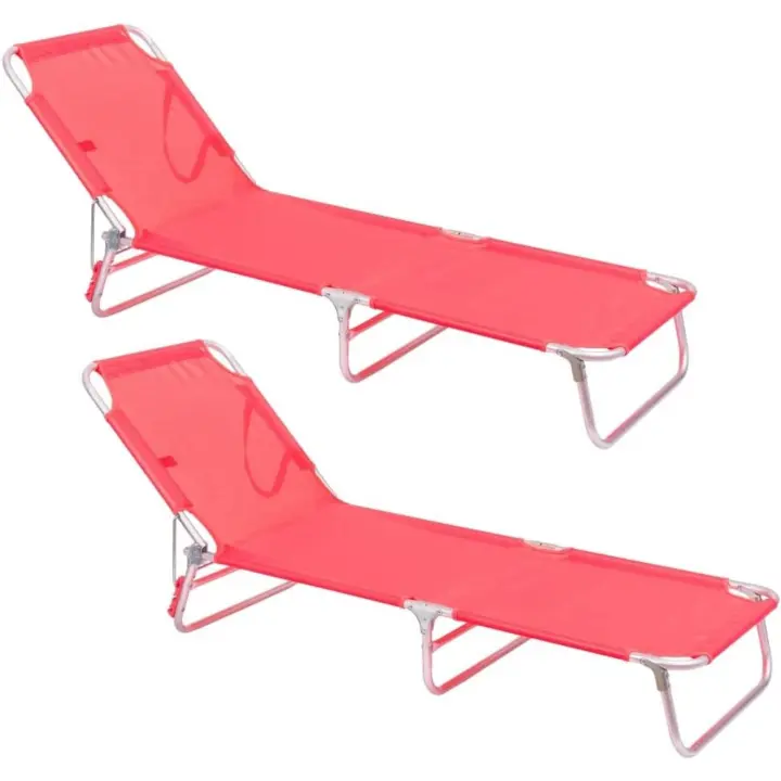 2 Tumbonas Jardín Exterior |   Ligera Plegable y Reclinable |   3 Posiciones |   para Playa Camping Piscina Terraza o Jardín Azul - 1