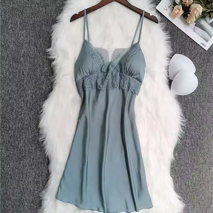 Conjunto De Pijamas Para Dormir Blancos De 5uds, Pijamas De Satén Ence Para Mujer, Kimono, Albornoz, Ropa De Dormir Suelta, Ropa De Dormir Informal Con Cuello En V Para El Hogar - 1