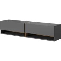 TV Suspendido con 2 Puertas 2 Cajones Mesa De TV para Salón Dormitorio 140 cm Mármol Blanco con Inserción Dorada Mirrgo - details 9