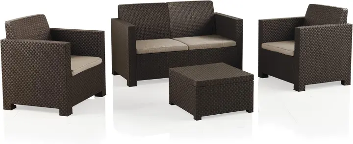 Confort |   Conjunto de muebles de salón exterior - Conjunto de muebles de jardín exterior de 4 plazas |   Fabricado en España con Materiales Reciclados - Color Grafito - 1