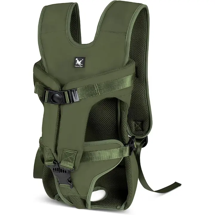 ALLSOPETS Mochila para Perros Ajustable, Mochila Transportadora para Perros Pequeños y Medianos, Bolsa Frontal para Perros Portátil, Mochila para Mascotas para Ciclismo (Verde Militar, M) - 1