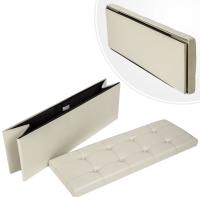 Taburete Plegable con Caja de Almacenamiento 110x38x38cm Taburete de Tipo PUF con Asiento de Cuero Sintético y Madera - details 11