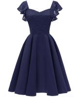 Vestido Retro para Mujer 2024 Cuello en V Sexy Encaje, Manga Corta con Volantes, Cintura Ajustada, Estilo de Fiesta de Swing - details 11