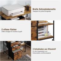 Cajonera Móvil con Ruedas, Gabinete de Metal con Enchufes, Estanteria con 3 Cajones Almacenaje para Oficina y Hogar - details 5