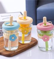 Internet celebridad taza de flores de alto valor taza de paja de vidrio con cubierta de paja niñas verano té separación flor taza de té - details 11