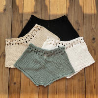 Pantalones cortos de baño con recortes de ganchillo para mujer, traje de baño, pantalones cortos de playa con cordón, bañadores de baño - details 0