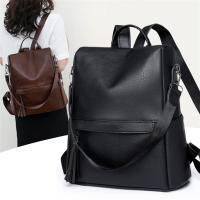 Mochila antirrobo de cuero para mujer, morral de viaje de alta calidad, Color sólido, A la moda, para adolescentes, 2024 - details 0