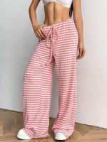 Pantalones de Algodón con Rayas para Mujer Cintura Elástica, Talla Única, Novedad de Otoño - details 3