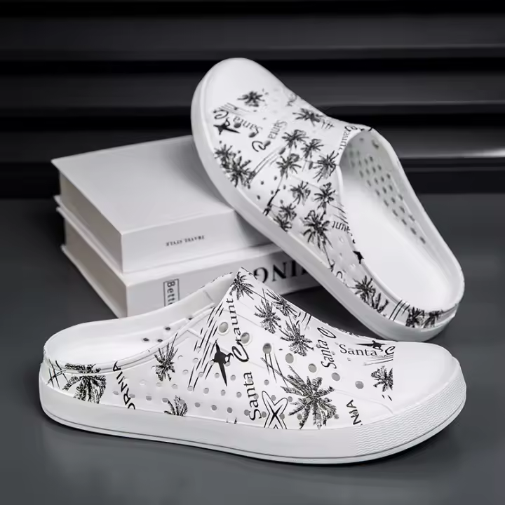Agujero zapatos de los hombres de la playa casual suela suave hueco vadear pareja bolsa cabeza sandalias transpirable impermeable cómodo impresión verano - 1