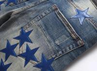2025 otoño nueva moda hombres High Street Blue Star bordado parche Jeans hombres Slim Fit pantalones vaqueros Vaqueros Hombre - details 5