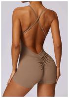Mono deportivo con tirantes cruzados, ropa deportiva, pantalones cortos de Yoga, mono para mujer, monos deportivos con costura fruncida para gimnasio - details 21