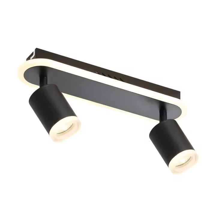 CBJKTX 2 focos de techo LED GU10 negros en metal 330 °   ajustable para dormitorio pasillo comedor cocina sala de estar - 1
