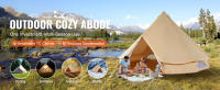SucceBuy Tienda de campaña de lona con campana, tienda de campaña yurta para las 4 estaciones con gato para estufa, transpirable, ideal para acampar, cazar al aire libre y fiestas - details 0