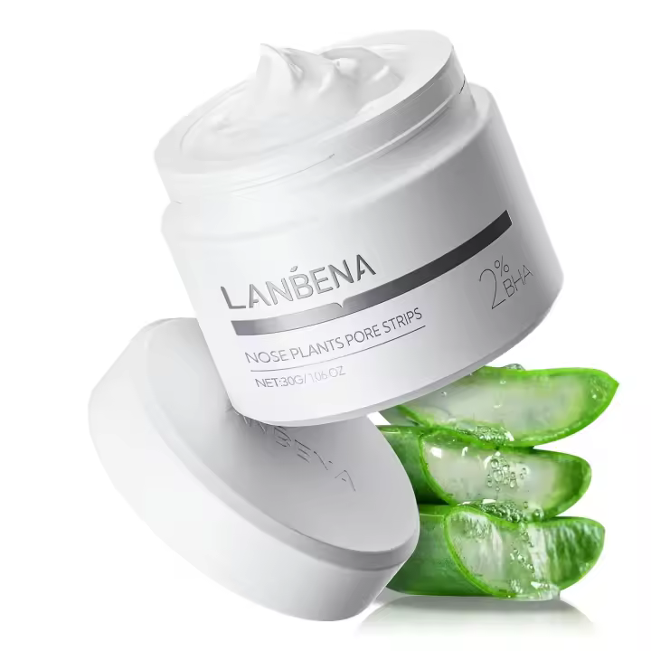 LANBENA Removedor de espinillas, tiras de poros de nariz para espinillas, mascarilla eliminadora de cabeza negra para rostro, Puntos Negros, 30g + 60 piezas de papel - 1